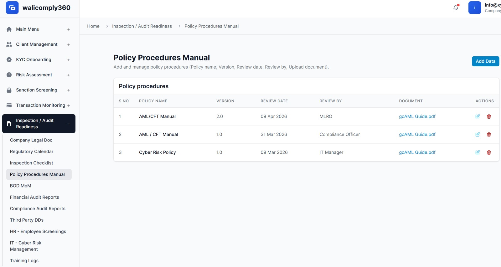 Inspection & Audit Readiness Module